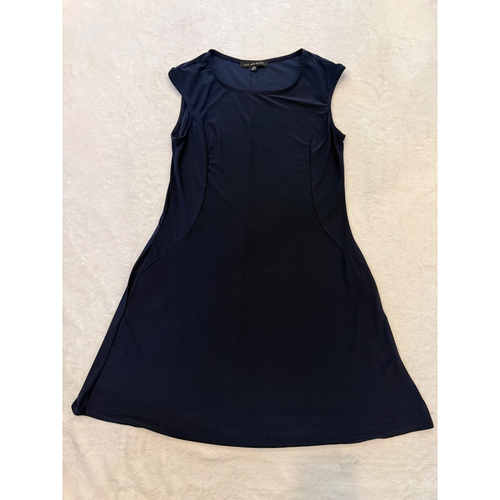 Nik and‎ Nash Navy Blue Sleeveless Skater Mini Dress Womens Small Made in USA